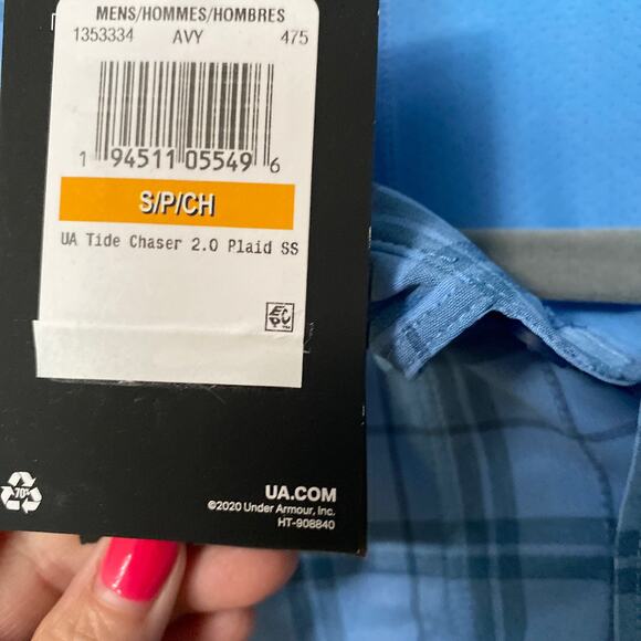 Under Armour Men's Blue Tide Chaser 2.0 Plaid Short Sleeve UPF 30 Size Small - Picture 6 of 12